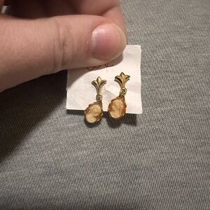 Kohl's Gold-Tone Cameo Drop Earrings with Cream Cameos